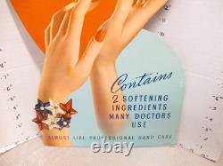 JERGENS LOTION bottle 1930s deco die cut store display sign star human hands