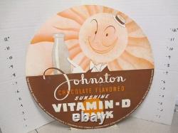 JOHNSTON 1936 chocolate milk bottle store display sign SUNSHINE MAN ad character