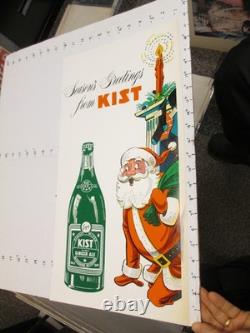 KIST soda 1960s store display sign US paper poster Santa Claus CHIMNEY Christmas