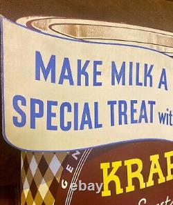 KRAFT 1930s chocolate Malted Milk can die cut store display sign 29 Easel Back