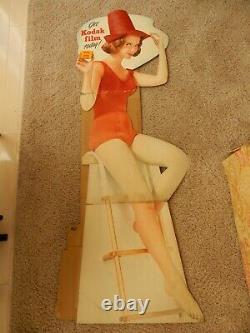 Kodak Girl Life-Size Summer Store Display Advertisement Sign 63 tall-circa 1960