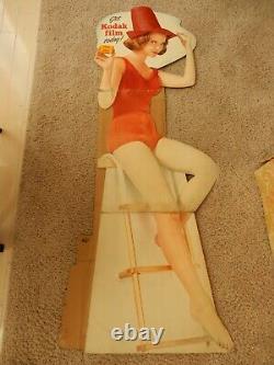 Kodak Girl Life-Size Summer Store Display Advertisement Sign 63 tall-circa 1960