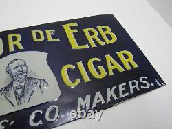 LA FLOR DE ERB 10c CIGAR Antique Embossed Tin Store Display Ad Sign Nat'l Co O