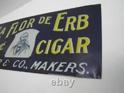 LA FLOR DE ERB 10c CIGAR Antique Embossed Tin Store Display Ad Sign Nat'l Co O