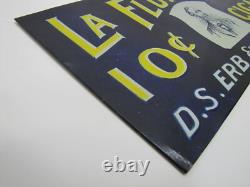 LA FLOR DE ERB 10c CIGAR Antique Embossed Tin Store Display Ad Sign Nat'l Co O