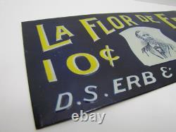 LA FLOR DE ERB 10c CIGAR Antique Embossed Tin Store Display Ad Sign Nat'l Co O