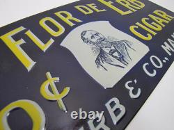 LA FLOR DE ERB 10c CIGAR Antique Embossed Tin Store Display Ad Sign Nat'l Co O