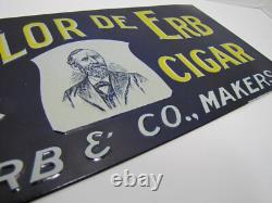 LA FLOR DE ERB 10c CIGAR Antique Embossed Tin Store Display Ad Sign Nat'l Co O