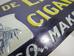 LA FLOR DE ERB 10c CIGAR Antique Embossed Tin Store Display Ad Sign Nat'l Co O