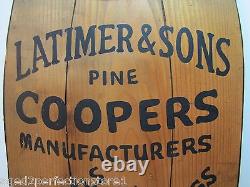 LATIMER & SONS PINE COOPERS Manufacturers BARRELS CASKS And KEGS Vtg Trade Sign