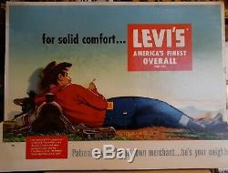 LEVI 501 store sign display 1940s 1950s VINTAGE 3D die cut Cowboy(NOT REPRO)
