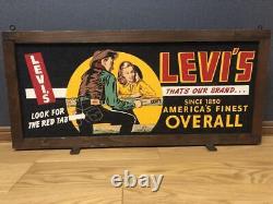 LEVI'S Banner Wooden Display Sign Style Store Cowboy Promo Vintage