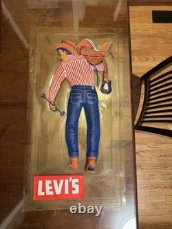 LEVI'S JEANS 1960s STORE DISPLAY Plastic Light up Sign & Wall hanger