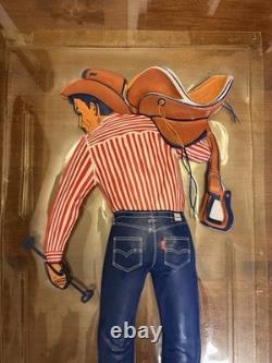 LEVI'S JEANS 1960s STORE DISPLAY Plastic Light up Sign & Wall hanger