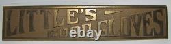 LITTLE'S GOOD GLOVES Antique Brass Store Display Sign TORREY RB WORKS BATH MAINE