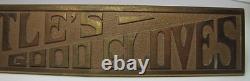 LITTLE'S GOOD GLOVES Antique Brass Store Display Sign TORREY RB WORKS BATH MAINE