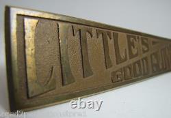 LITTLE'S GOOD GLOVES Antique Brass Store Display Sign TORREY RB WORKS BATH MAINE