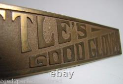 LITTLE'S GOOD GLOVES Antique Brass Store Display Sign TORREY RB WORKS BATH MAINE