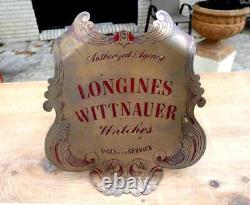 LONGINES WITTNAUER Watches SALES SERVICE Brass Store Display Advertising Sign