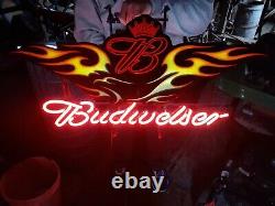 Large Budweiser Motorcycle Neon Sign Bud Custom Car Display Beer Store Bar Light