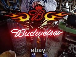 Large Budweiser Motorcycle Neon Sign Bud Custom Car Display Beer Store Bar Light