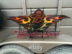 Large Budweiser Motorcycle Neon Sign Bud Custom Car Display Beer Store Bar Light