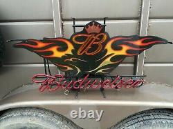 Large Budweiser Motorcycle Neon Sign Bud Custom Car Display Beer Store Bar Light