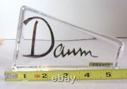 Large Daum Crystal Showcase Store Display Sign Rare 6 1/4 x 3 1/2