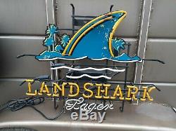 Large Landshark Fin Neon Sign Surf Board Beach Display Beer Store Bar Light