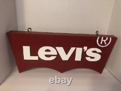 Large Red Genuine LEVI'S Jeans Retail Store Display Advertising Sign Logo 24x10