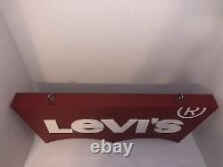 Large Red Genuine LEVI'S Jeans Retail Store Display Advertising Sign Logo 24x10