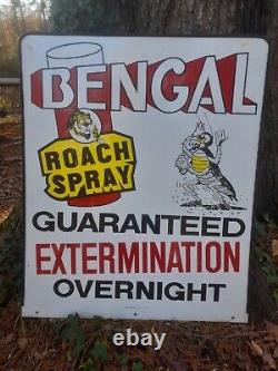 Large Vintage 1970s Bengal Roach Spray Store Display Sign Advertisement Rare