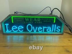 Lee Overalls Neon Sign Wear Union Made Tailored Sizes Sanforized Shrunk