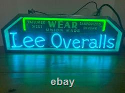Lee Overalls Neon Sign Wear Union Made Tailored Sizes Sanforized Shrunk