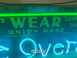 Lee Overalls Neon Sign Wear Union Made Tailored Sizes Sanforized Shrunk