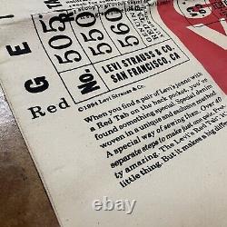 Levi's Banner Red Tab VTG Display AD 1994 Denim 501XX Promotional 65 × 22 Inches