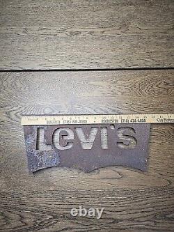 Levi's Jeans Retail Store Metal Industrial Display Advertising Sign RUSTED