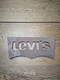 Levi's Jeans Retail Store Metal Industrial Display Advertising Sign RUSTED