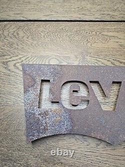 Levi's Jeans Retail Store Metal Industrial Display Advertising Sign RUSTED