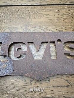 Levi's Jeans Retail Store Metal Industrial Display Advertising Sign RUSTED