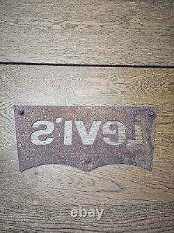 Levi's Jeans Retail Store Metal Industrial Display Advertising Sign RUSTED