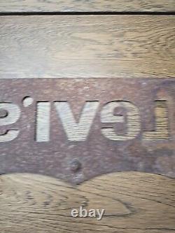 Levi's Jeans Retail Store Metal Industrial Display Advertising Sign RUSTED