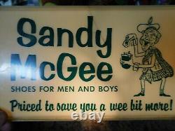 Lighted Display Sandy McGee Shoes Counter Sign Metal/Plastic Advertising