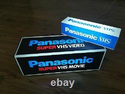 Lot 2 Vintage Panasonic VHS Light Up Store Display Box Sign Illuminated 3-sided