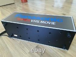 Lot 2 Vintage Panasonic VHS Light Up Store Display Box Sign Illuminated 3-sided