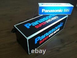 Lot 2 Vintage Panasonic VHS Light Up Store Display Box Sign Illuminated 3-sided