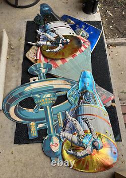 Lot 5 Vtg Kraft Gemini Spaceship Astronaut Space Advertising Store Display Sign