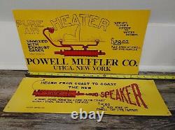 Lot of 2 graphic Powell Muffler cardstock signs from the 1930s