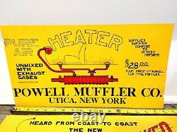 Lot of 2 graphic Powell Muffler cardstock signs from the 1930s