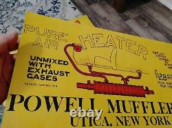 Lot of 2 graphic Powell Muffler cardstock signs from the 1930s